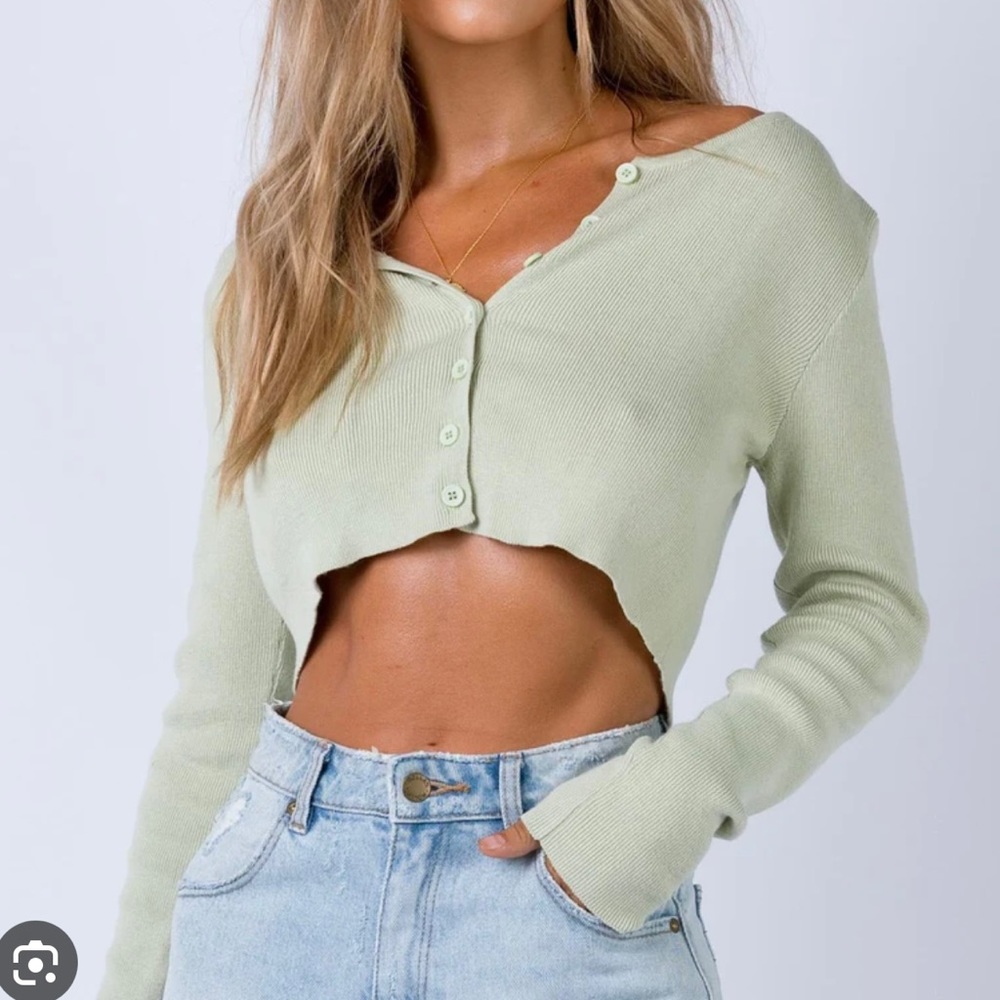 Princess Polly The Michael Top - Lime Green Crop Top Sweater